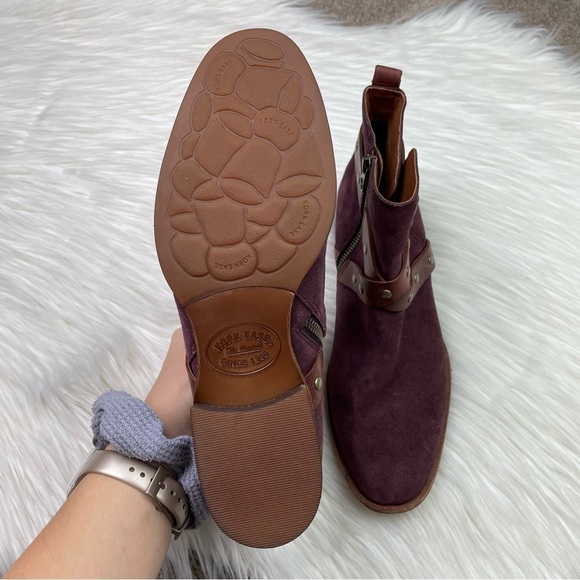 New Kork-Ease Kenai Harness Italian Suede Booties in Burgundy Wine - Picture 7 of 14